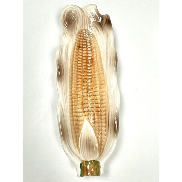 OUR OWN IMPORT Ceramic CORN ON THE COB DISHES SKEWERS Service for 8 *READ* Japan - Picture 2 of 6